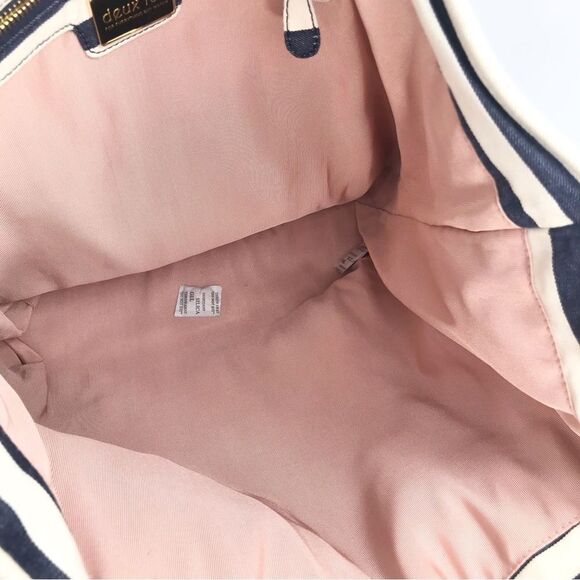 Deux Lux X Everything But Water Navy Blue Gold Sequin Nautical Canvas Tote Bag - Picture 14 of 16